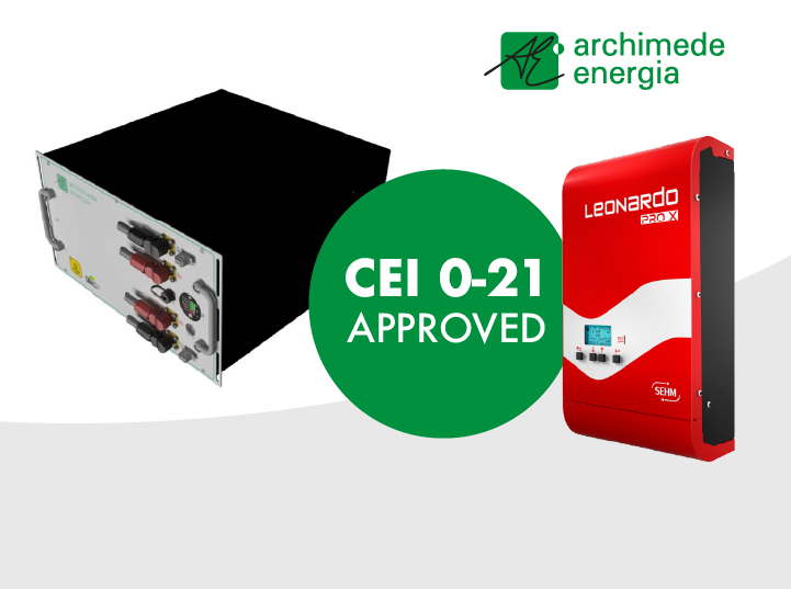 Archimede Energia lithium accumulators approved according to the requirements of the CEI 0-21 standard